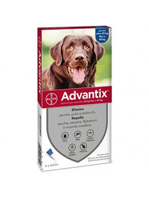Antiparassitario Advantix Spot on per cani 25 Kg contro pulci e zecche