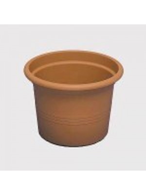 Vaso tondo da 20 cm in plastica colore cotto